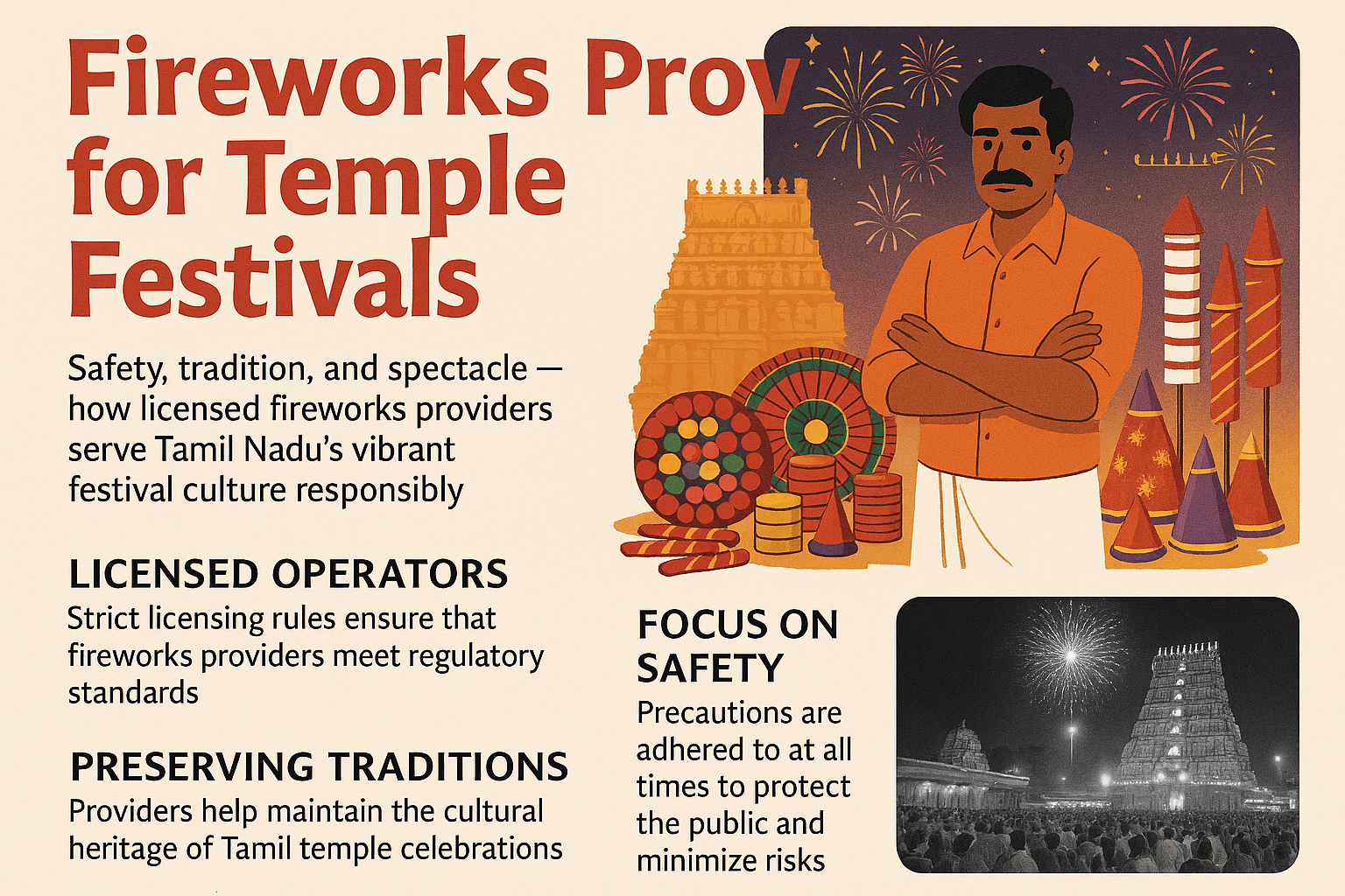 Temple fireworks display at festival