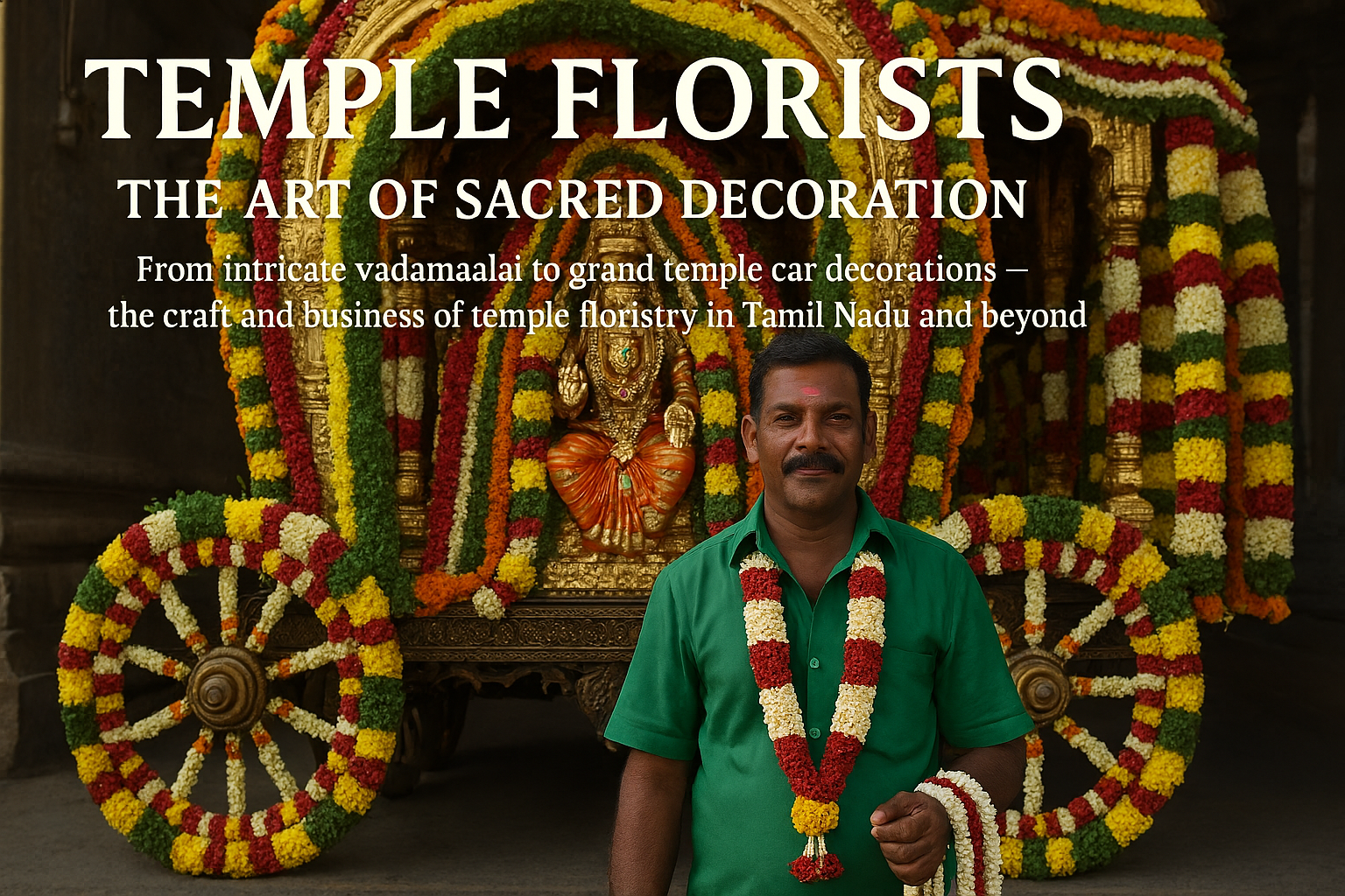 Temple florist making garlands